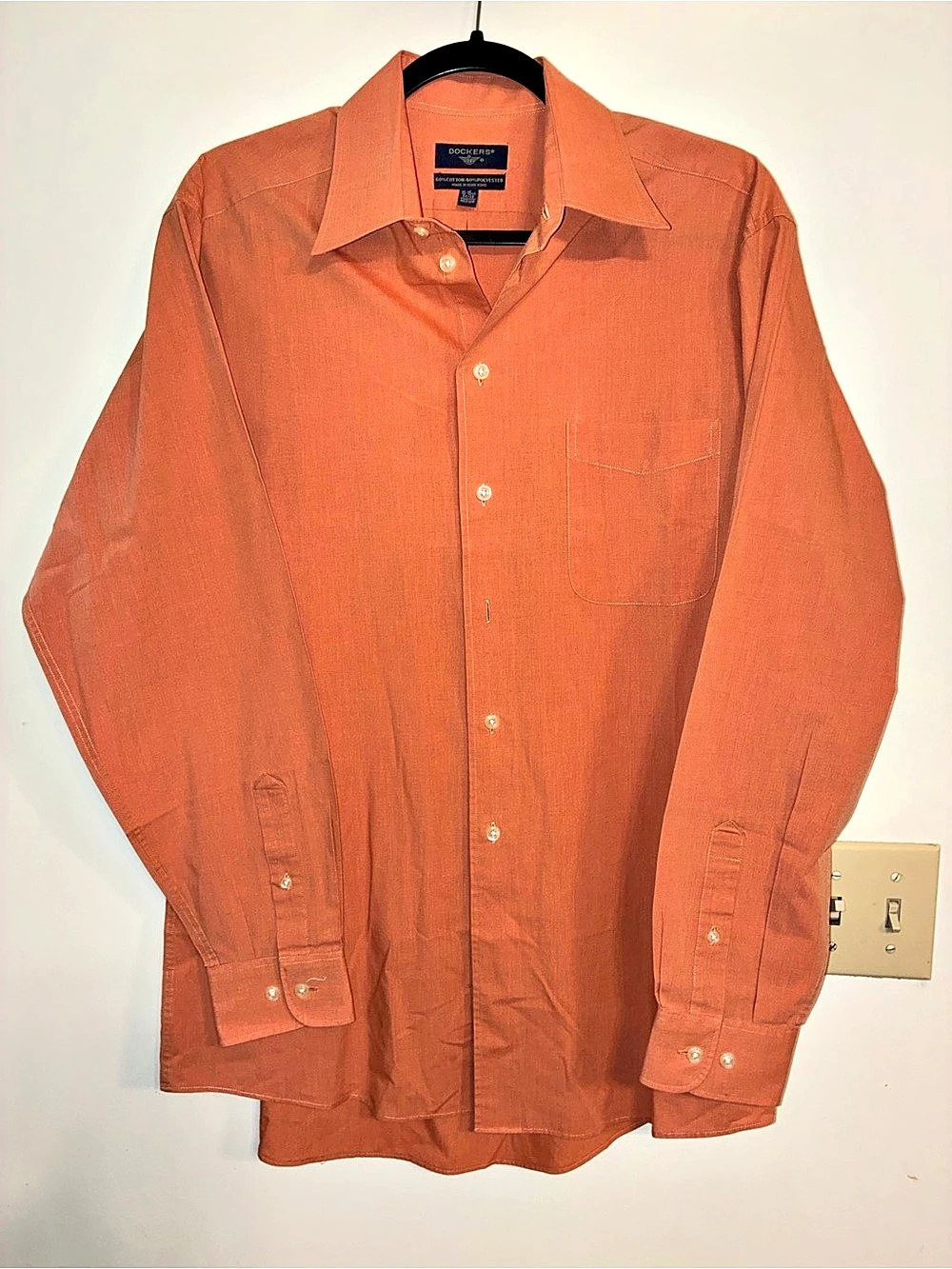 Dockers Men's Long Sleeve Shirt in Orange Size Medium